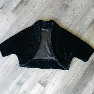 Adorable soft black fur cropped cardigan